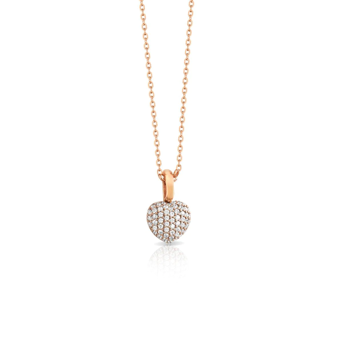 Collana Cuore Oro Rosa Zirconi Bianchi Sogni