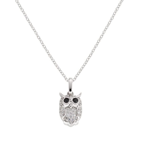 Collana Da Donna Gufo Zirconi Bianchi E Neri Amen