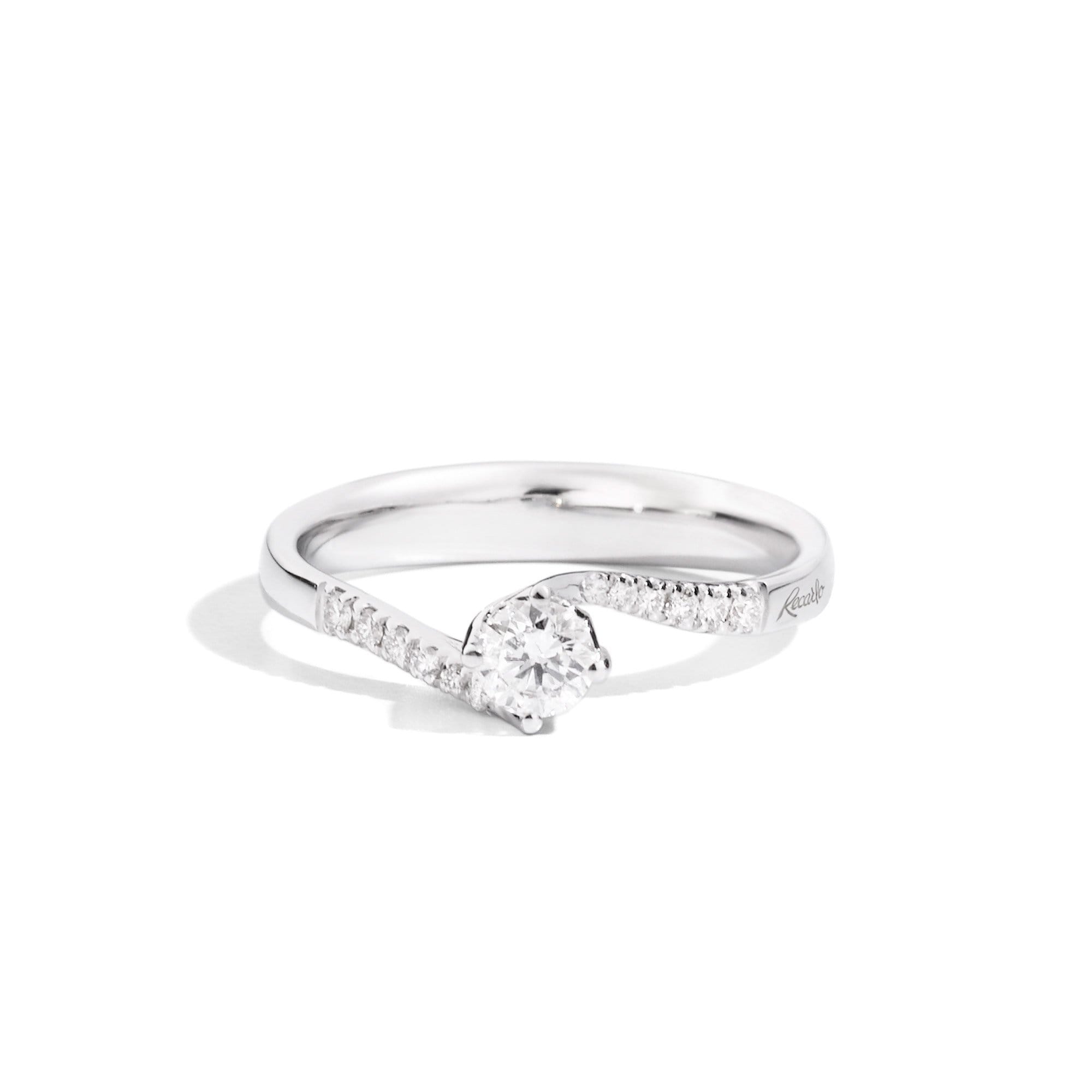 anello solitario in oro bianco e diamante taglio brillante e pavè di diamanti R01SP195/020-13 recarlo