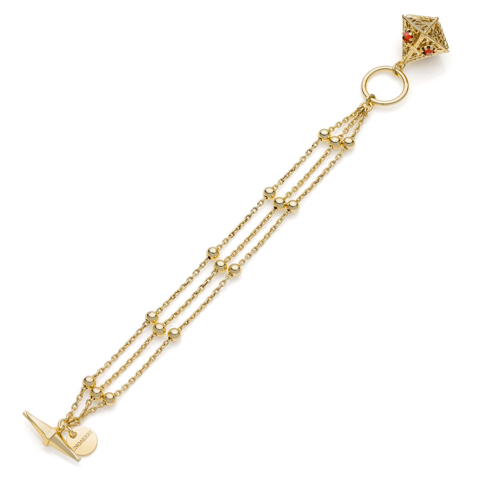 bracciale dorato pendente con pietre rosse Unoaerre 2326