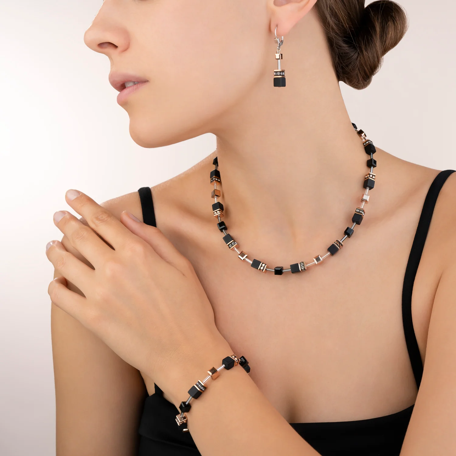 Collana Da Donna Geocube Iconic Onice Nero-oro Rosé - immagine 2