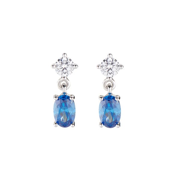 orecchini da donna princess con zircone blu ovale