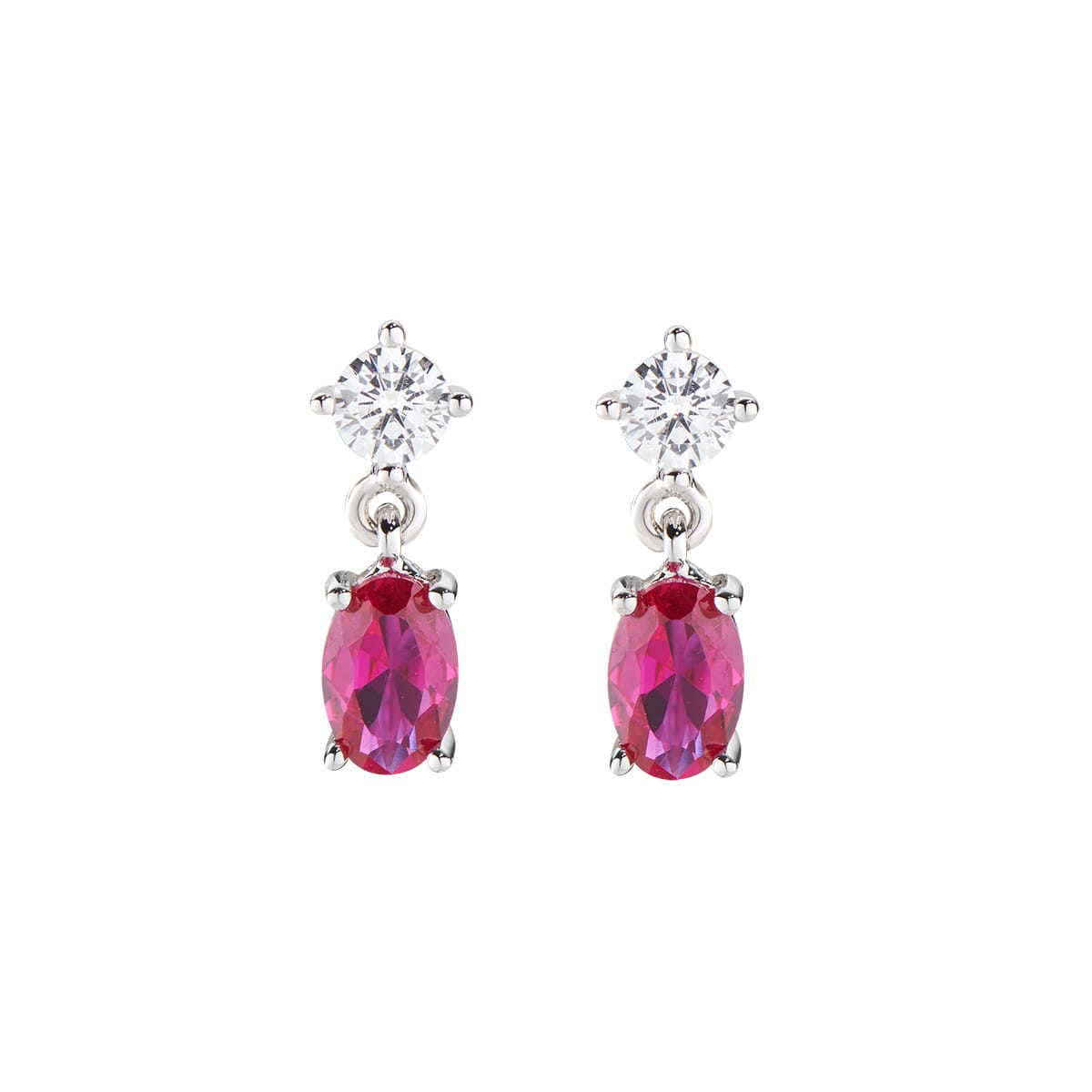 orecchini da donna princess con zircone rubino ovale amen EOVBR