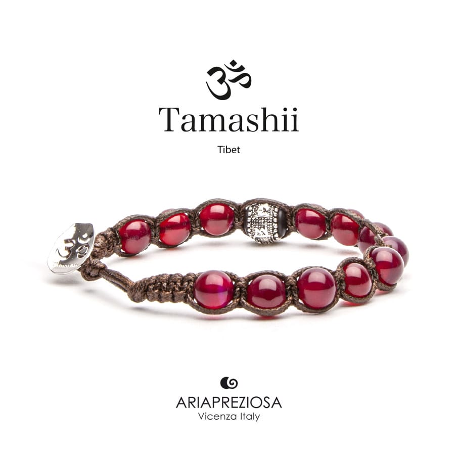 bracciale tamashii ruota della preghiera agata rossa BHS1100-34