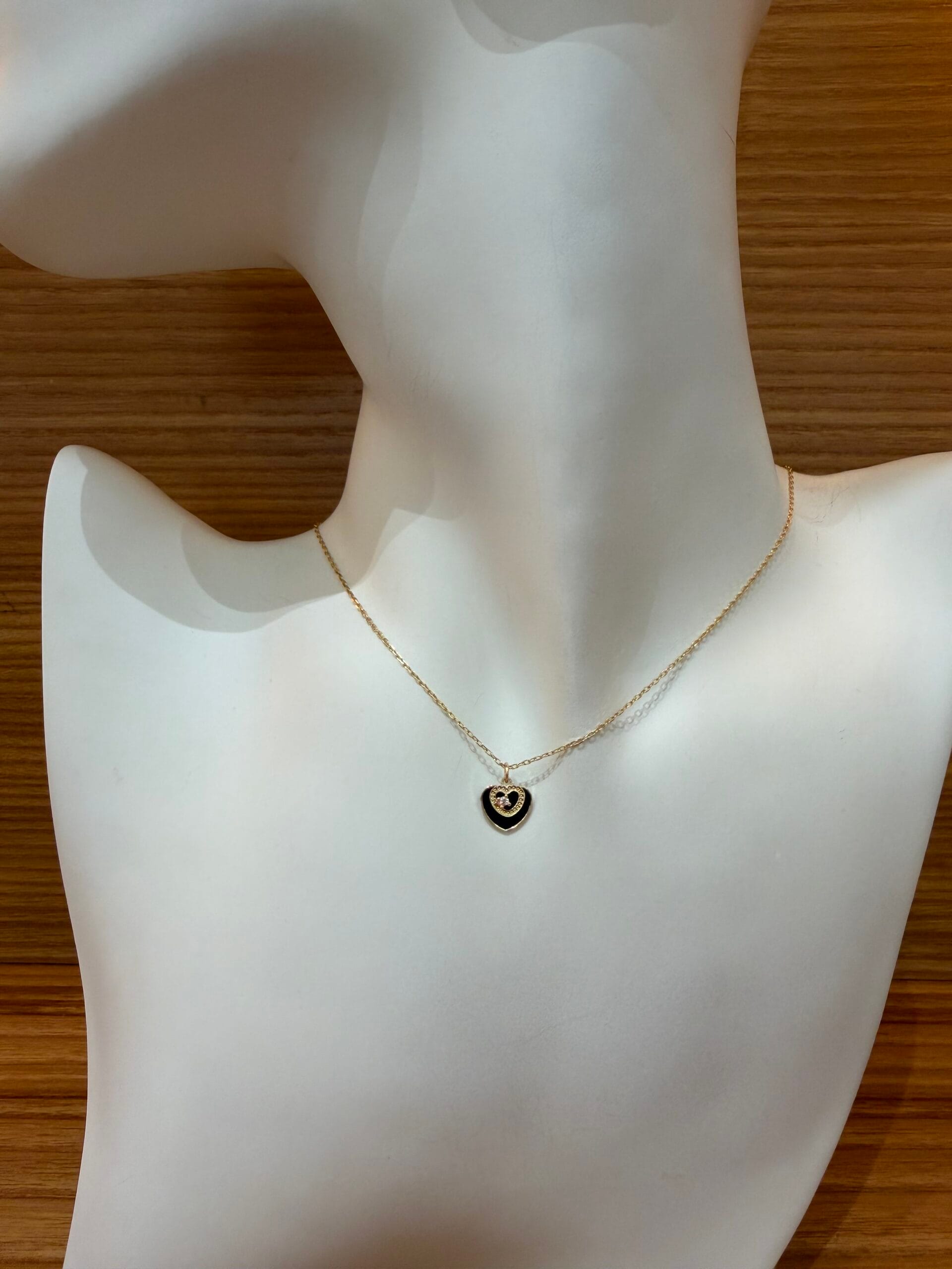 Collana In Oro 9k Da Donna E Bambina Con Cuore Nero - immagine 2