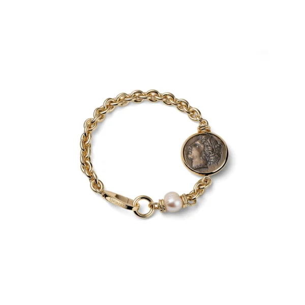 bracciale da donna dorato con medaglia greca unoaerre 2876
