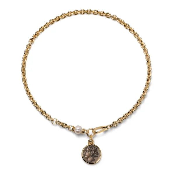 collana da donna dorata con medaglia greca unoaerre 2880