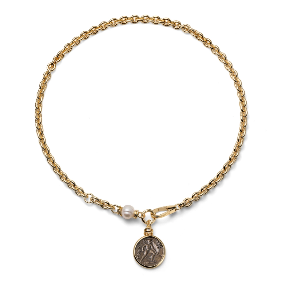 collana da donna dorata con medaglia greca unoaerre 2880